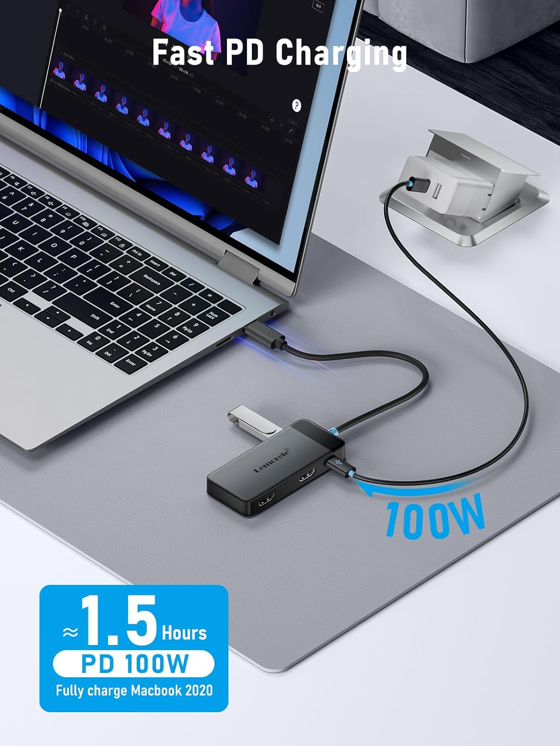 Lemorele Docking Station Dual Monitor, 6 in 1 USB C Hub Multiport Adapter w/2 HDMI 4K, 5Gbps USB3.0 & 2 USB2.0, 100W PD Charging - USB C Dock for Laptop Dell/Lenovo/HP/MacBook/Surface - Plug and Play