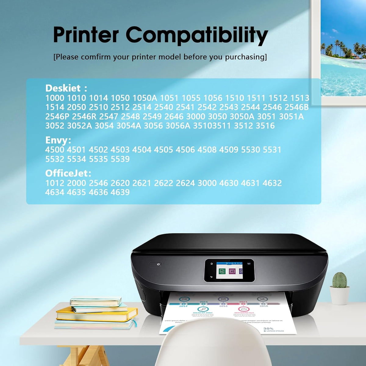 XL 61 Ink Cartridge Combo Pack Compatible for HP Ink 61 XL Works with HP Envy 4500 4501 OfficeJet 2620 2621 OfficeJet 4630 DeskJet 1000 (2 Packs)