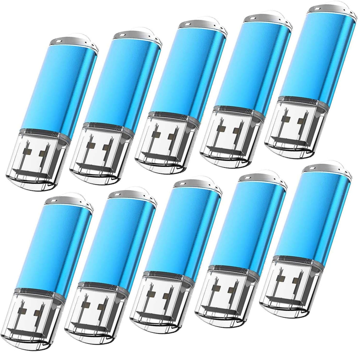 KOOTION Flash Drive 16GB 10 Pack USB 2.0 Thumb Drive Capped Memory Stick Jump Drive, Blue