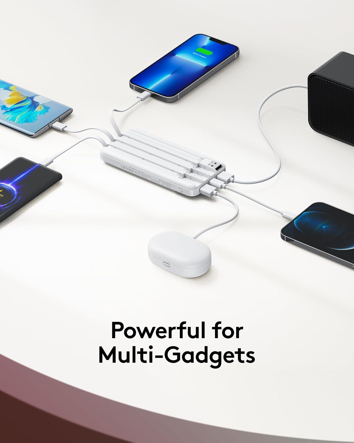 Portable Phone Charger, 10000mAh Portable Charger Power Bank with Built-in Cables, Travel Essential Battery Pack Compatible with iPhone, Samsung, Google, iPads, Tablets, etc