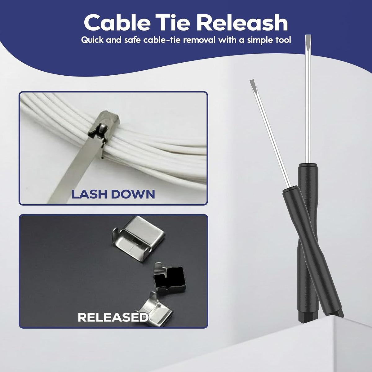 GRIPNEST 11.8 Inch 100 304 Packaging Metal Zip Ties PCS | Self-Locking | Epoxy-Coated Stainless Steel Zip Ties |