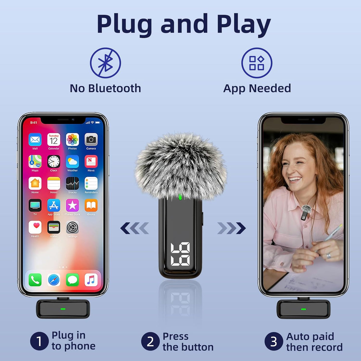 Wireless USB Microphone for PC Laptop iPhone 16/15 Android Phone - Noise Canceling Lapel Lavalier Mic with 24H Charging Case for Video Recording Vlog TikTok Podcast Live Streaming (USB & USBC)