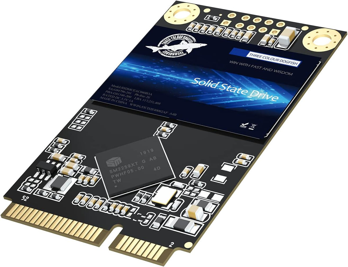 Dogfish mSATA SSD 256GB 3D NAND TLC SATA III 6 Gb/s, mSATA (30x50.9mm) Internal Solid State Drive - Compatible with Desktop PC Laptop - (MSATA 256GB)