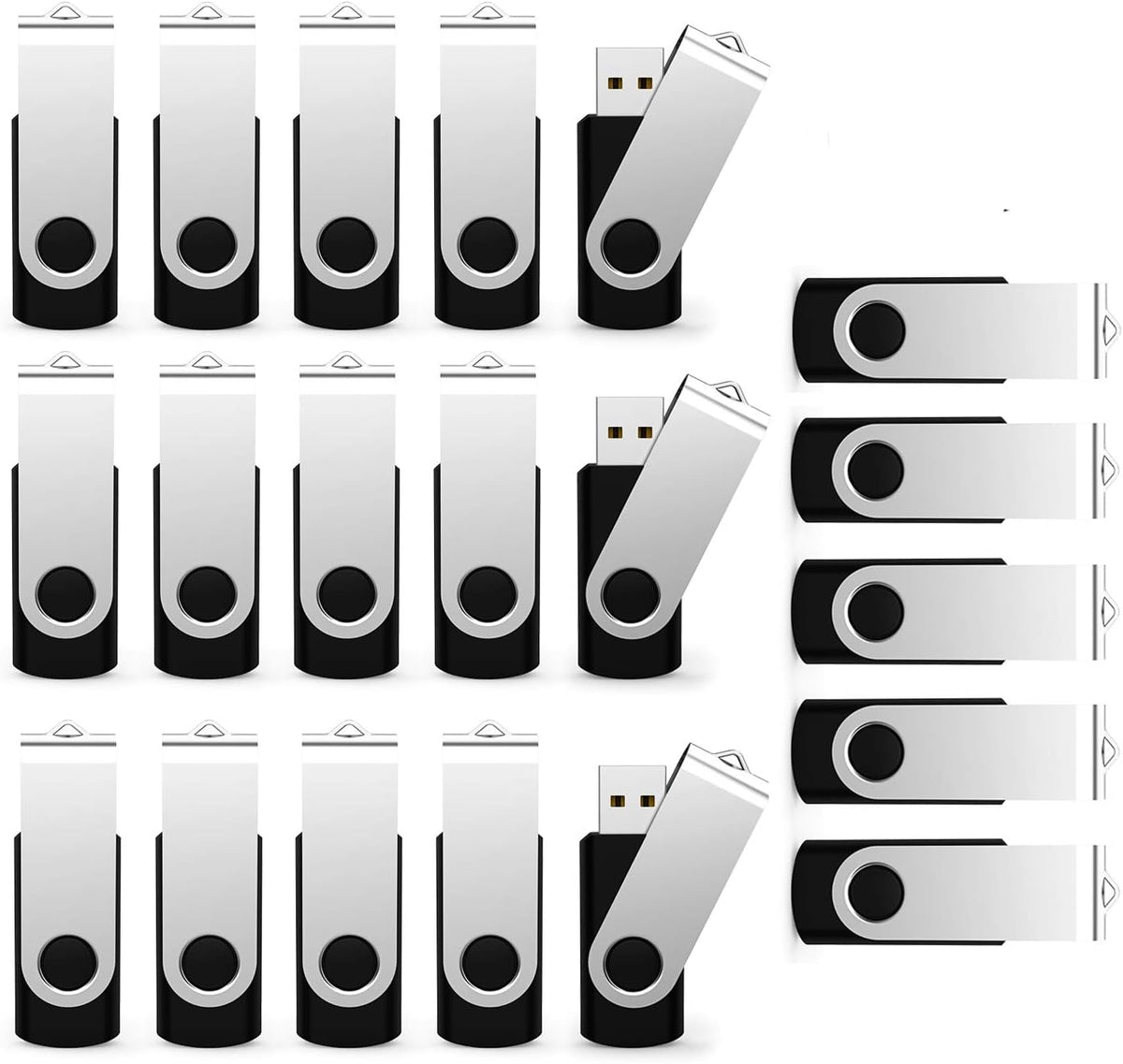 USB Flash Drive 32GB 20 Pack, Bulk USB 2.0 Flash Drives Thumb Drive Swivel Memory Stick Jump Drive Pen Drive,32 gig 20 Pieces