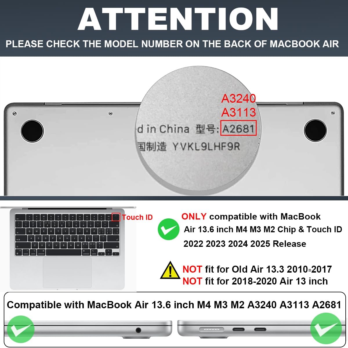 for 2025 MacBook Air 13.6 Inch Case M4 A3240 M3 A3113 M2 A2681 2022 2023 2024 Release, Printed Pattern Plastic Hard Shell Case Keyboard Cover for Mac 13 Air M4 Chip Touch ID, Constellation