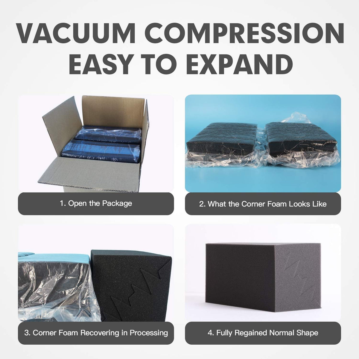 8 Pack - Bass Traps Acoustic Foam Corner, 8''x8''x12'' Black Bass Traps Corner Studio Foam, High Density and Fire-Proof Bass Traps Acoustic Panels Recording Studio Acoustical Treatments