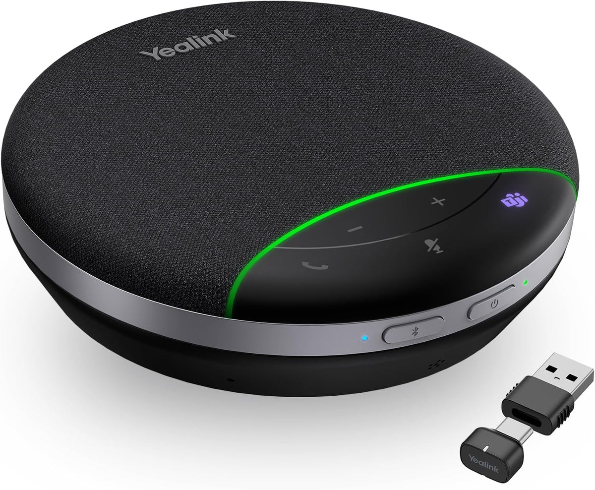 Yealink SP92 Bluetooth Speakerphone with Dongle Conference Speaker and Microphone Full-Duplex Noise Reduction 20h Teams Call 278g Wireless Portable Design Suit for 4-6 Meeting Room