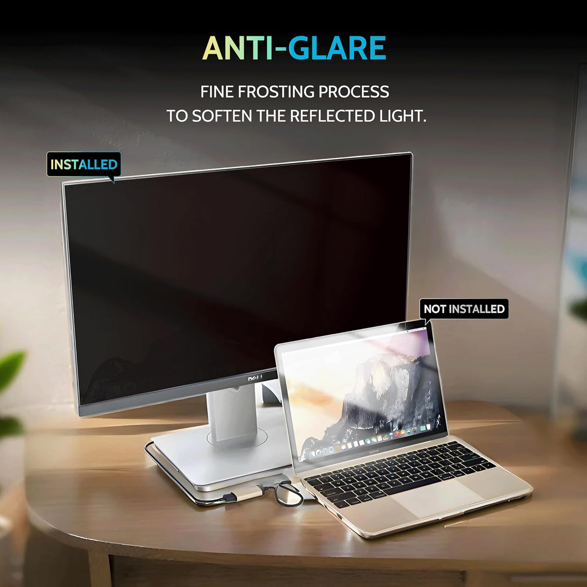 [2 Pack] 32 Inch Privacy Screen for Computer Monitor 16:9 Aspect Ratio, Eye Protection Anti Blue Light Glare Shield, 32inch Removable Black Blackout Anti Spy Desktop Security Private Filter