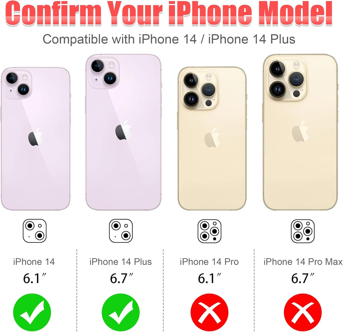 AGVEE 3+3 for iPhone 14 6.1" / 14 Plus 6.7" Camera Lens Protector, Bling Diamond & Bling Glitter Metal Ring 9H Tempered HD Glass Camera Protector Cover Film, Bling-Black