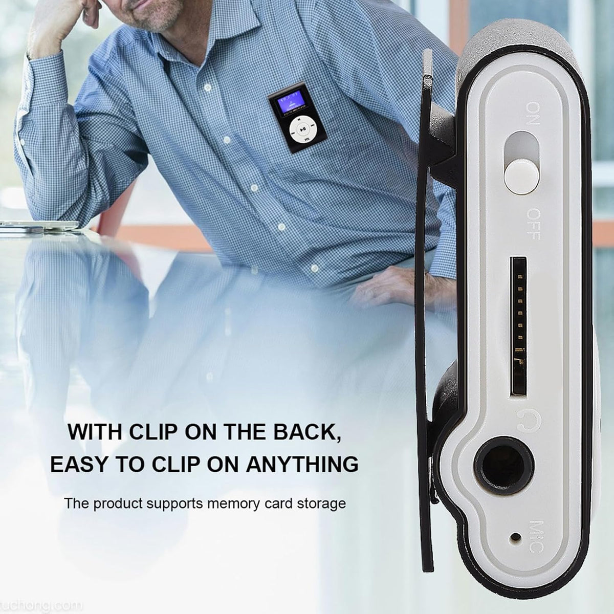 GOWENIC Mp3 1.8Inch Mp3 Mp3 3.5Mm Portable Player, Lcd Screen Mini Digital Music Player Metal Mini Clip Support Memory