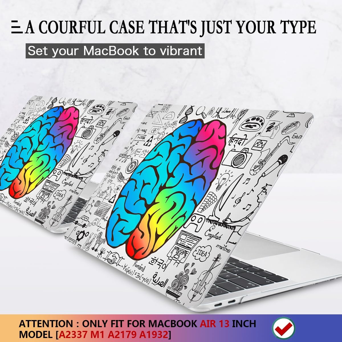 CISSOOK Compatible with MacBook Air 13 inch Case 2021 2020 2019 2018 Release Model A2337 M1 A2179 A1932, Plastic Hard Shell Case Brain Cover for MacBook Air 13 Inch with Touch ID, Great Brain