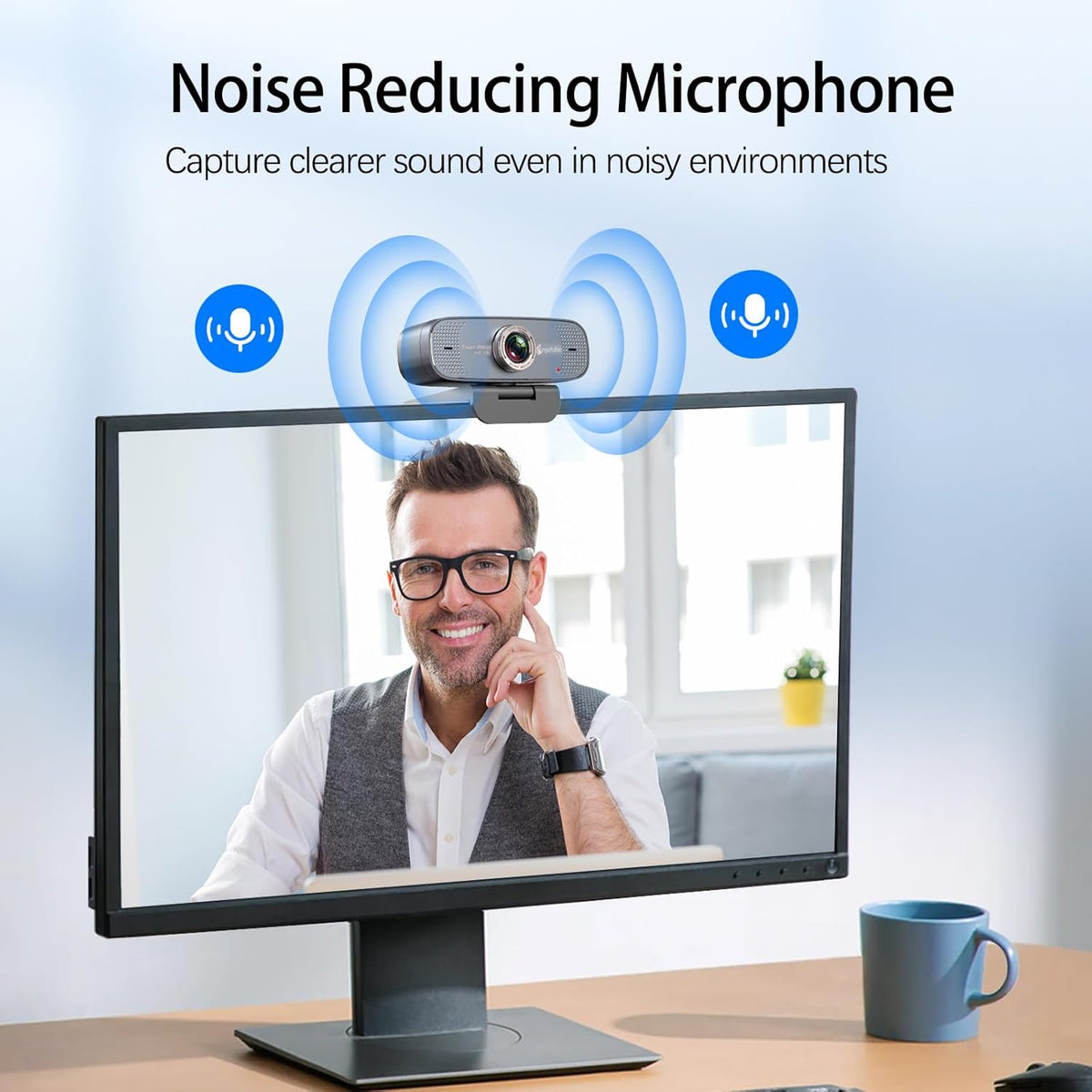 Angetube 1080P HD Webcam with Privacy Shutter Dual Noise-Cancelling Mic PC Camera Webcams, Wide 90° View, USB Plug & Play for Video Conferencing, Streaming, Zoom/Skype/YouTube for PC/Desktop/Laptop