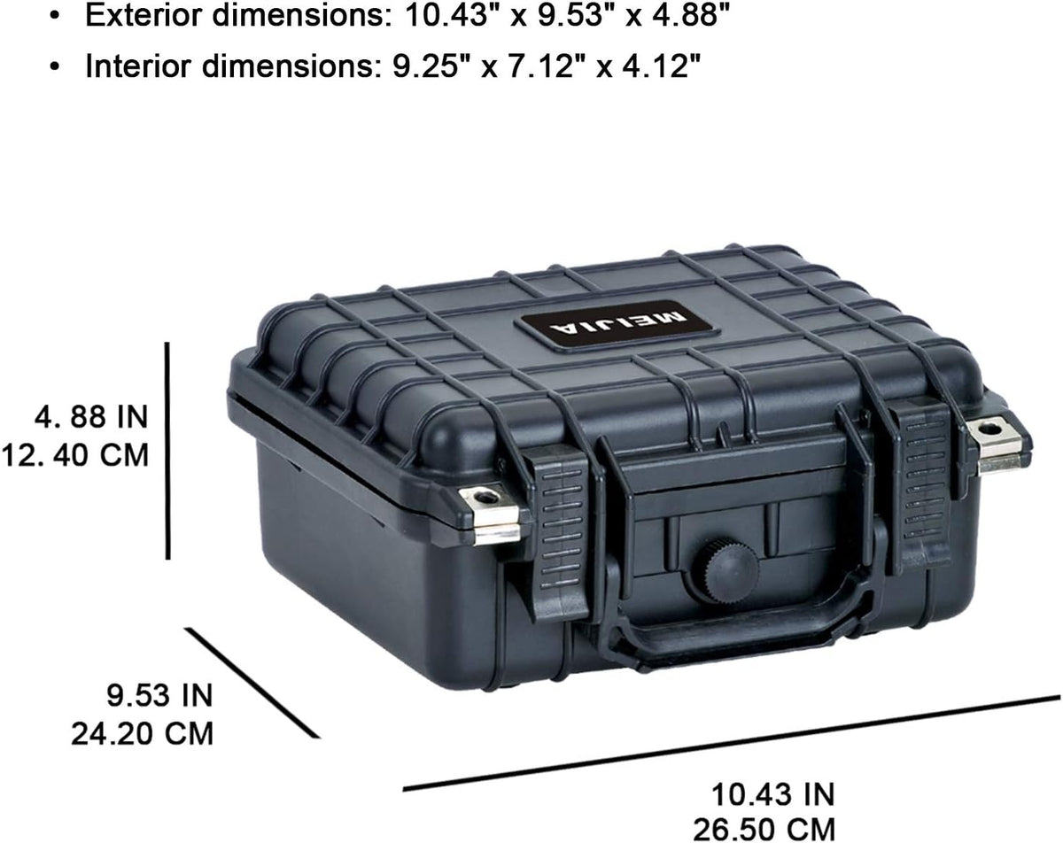 MEIJIA Portable All Weather IP67 Waterproof Protective Case,Hard Camera Case,Dry Case with Customizable Foam,Fit Use Of Drones,Camera,Equipments,10.62 x9.68x4.87inches