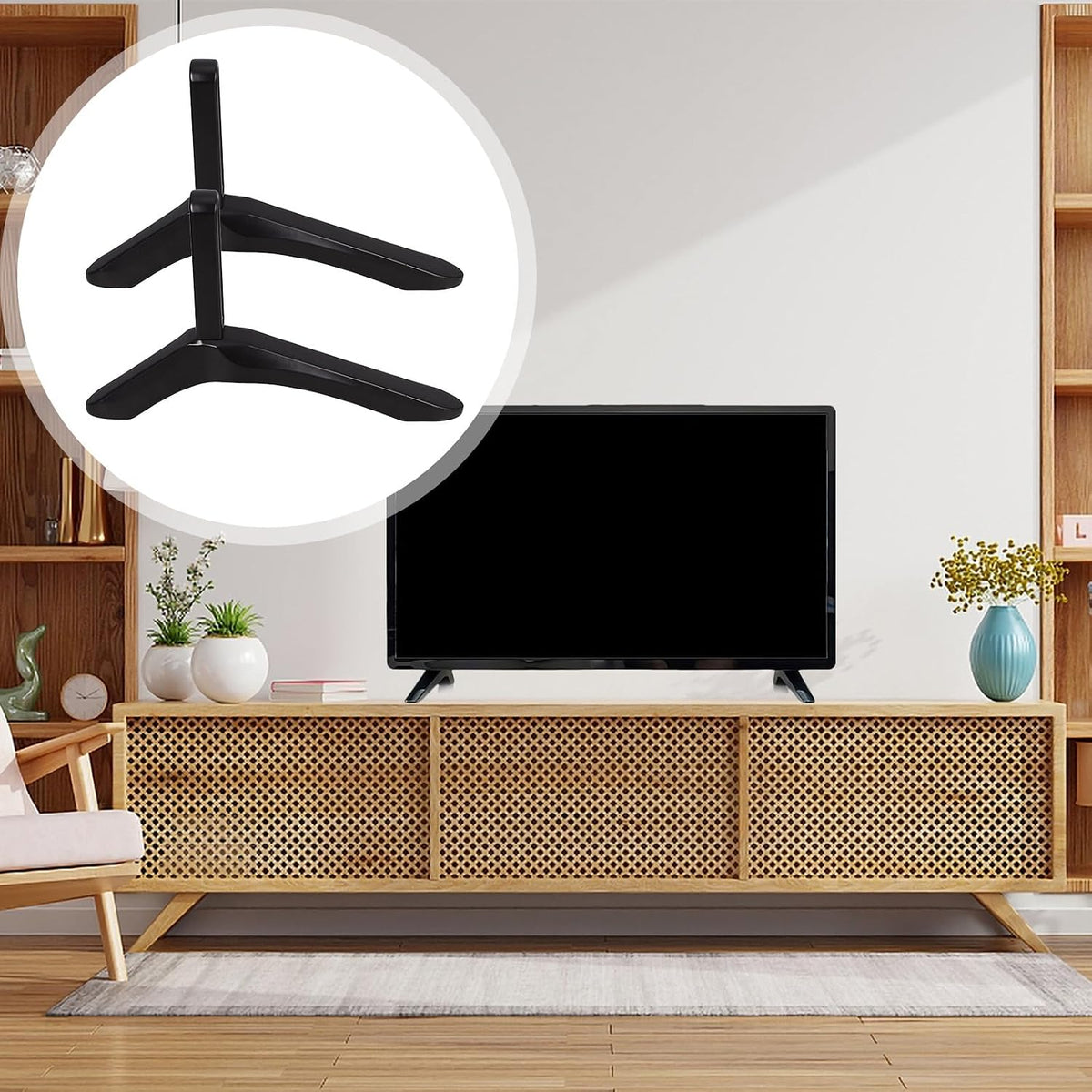 CONGARTENO Universal TV Stand Base with Screws Tabletop Television Support Holder for Flat Screen Tvs for Home