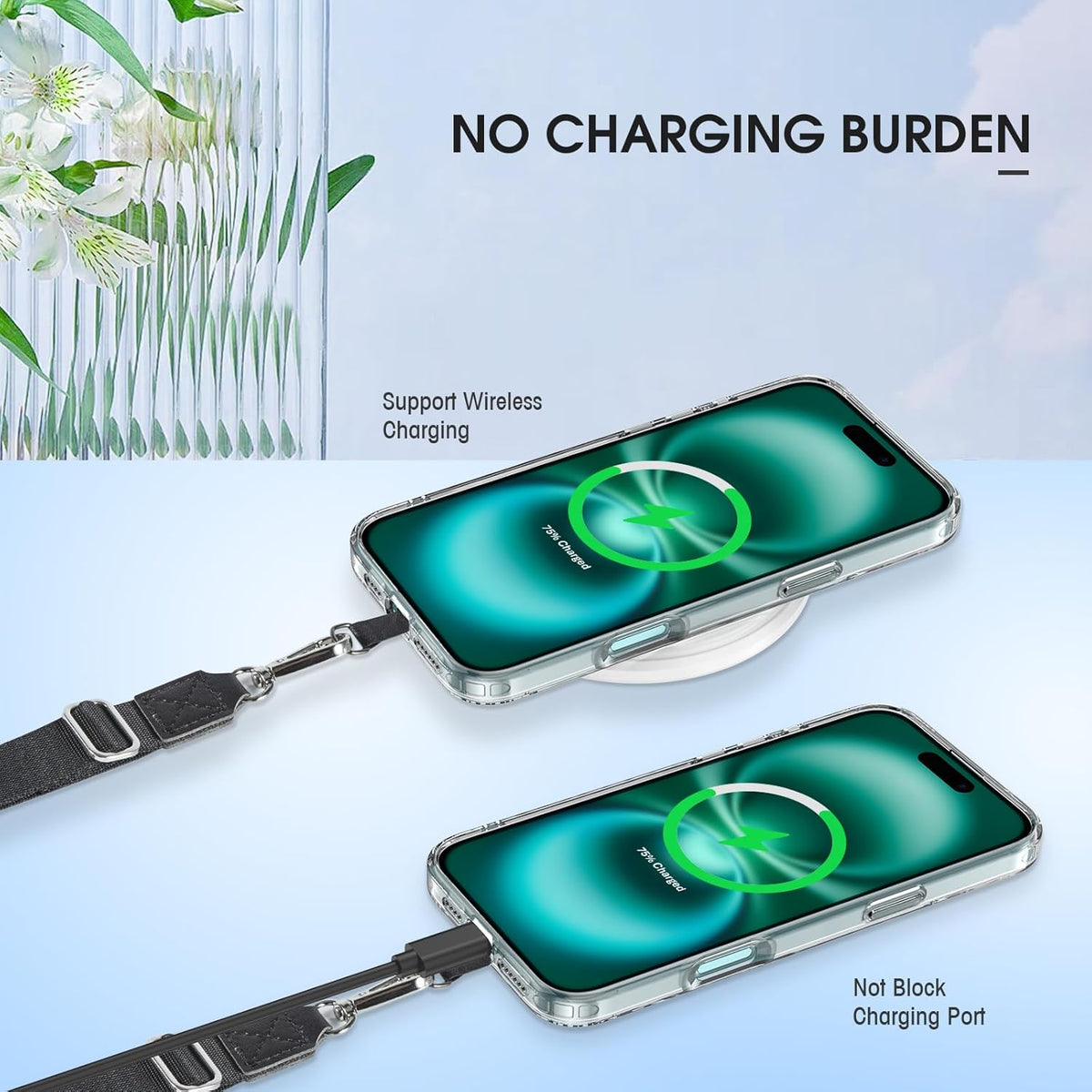 Phone Lanyard 2 Pack, Adjustable Cell Phone Multifuctional Patch Lanyards,Compatible with Most Smartphones and Wallets Keys ID Badges Travel Essentials(Black+Gray) (Lanyard Letter Sign V)