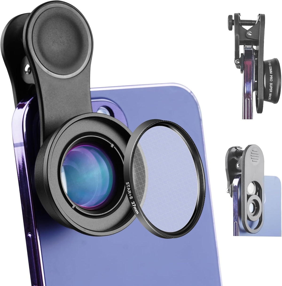 120MM Macro Lens for iPhone - 𝟓𝐊 𝐇𝐃 𝟏𝟎𝐗 Super Macro with 𝐒𝐭𝐚𝐫𝐥𝐢𝐠𝐡𝐭 𝐅𝐢𝐥𝐭𝐞𝐫, Professional Universal Clip Phone Camera Lens for Photo Video Lens of iPhone Samsung Android