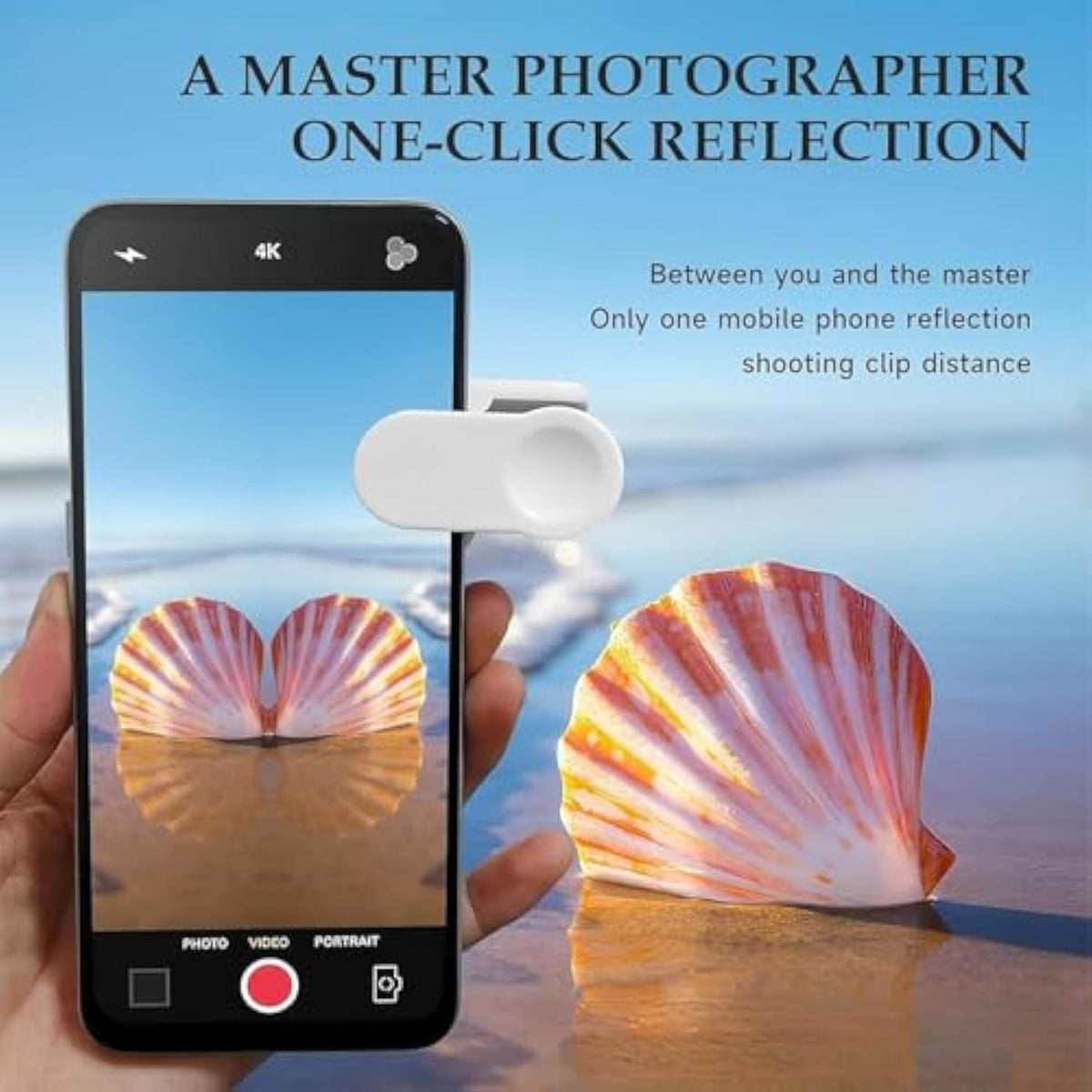 Mirror Effect Lens - Capture Stunning Reflections Instantly, Smartphone Camera Mirror Reflection Clip Kit, Mirror for Phone to Use Back Camera, for Travel Photography (Black)