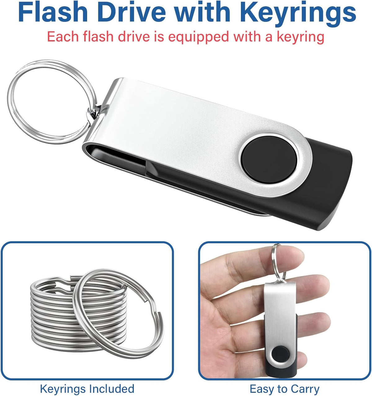 Flash Drives 32GB 10 Pack, Wooolken USB 2.0 Thumb Drives with Keychains Memory Stick USB Drive Pendrive for PC Laptop Computer (Mixcolors)