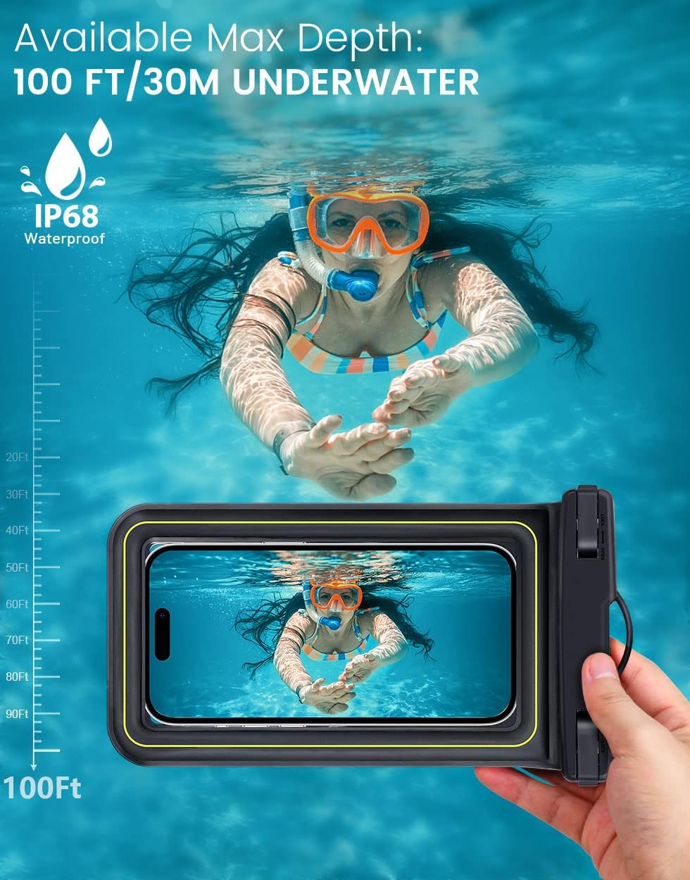 IP68 Waterproof Phone Pouch, Floating Waterproof Phone Case for iphone 16 15 14 13 Pro Max Xs Plus Galaxy S24+ S23 Pixel 8 with Detachable Lanyard,Cellphone Dry Bags Beach Vacation Essentials -2 Pack