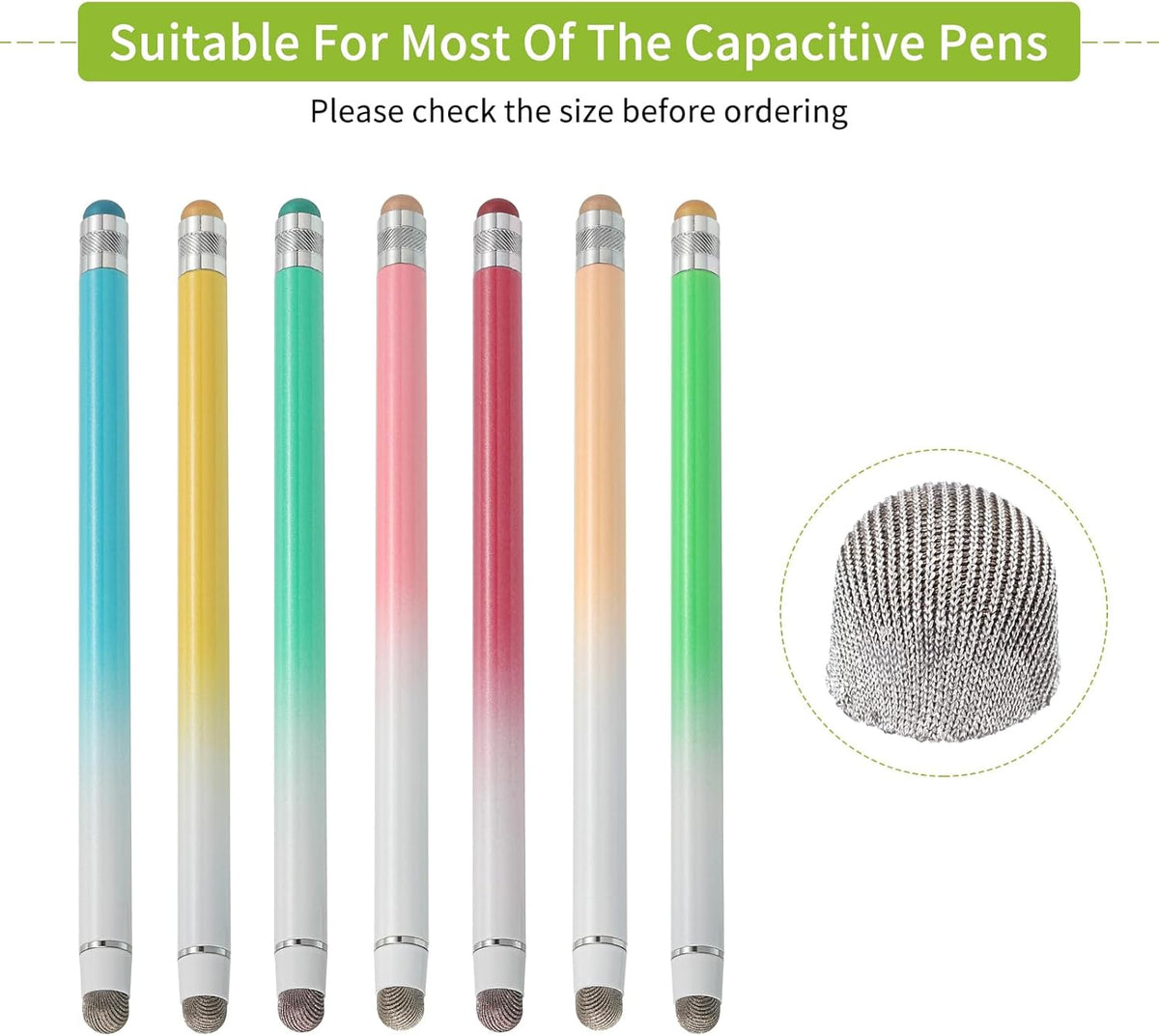 MECCANIXITY 10Pcs Replacement Fiber Mesh Tips for Stylus Pens 8mm Suitable for Capacitive Touch Screen,High Sensitivity,Soft,No Scratch Screen Pen Tip