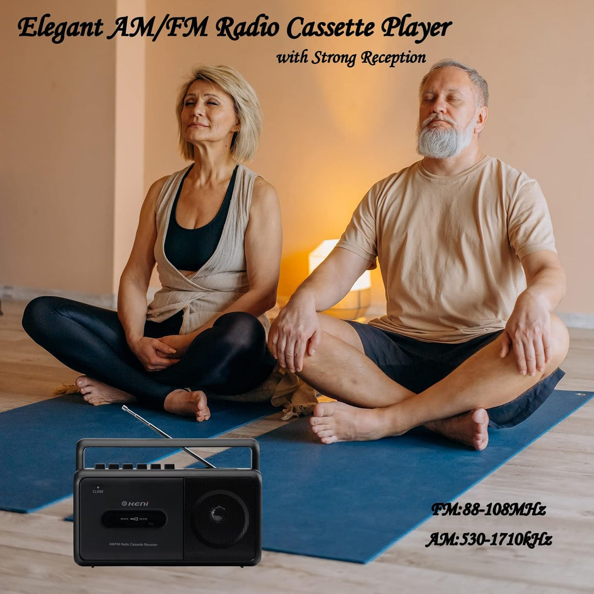 G Keni Cassette Casette Portable Player Boombox AM/FM Radio Stereo, Tape Player Recorder with Earphone Jack Battery