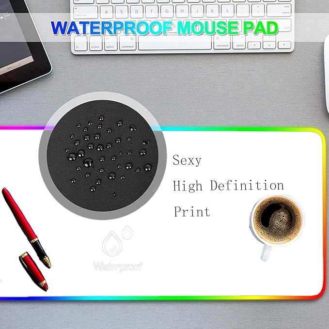 Gaming Sexy Anime Mouse Pad RGB LED Mouse Pad Sexy Butt Breasts Chest Gaming Accessories Laptop Colorful Keyboard Gaming Desktop Carpet Pad (35.43x15.74 inche)