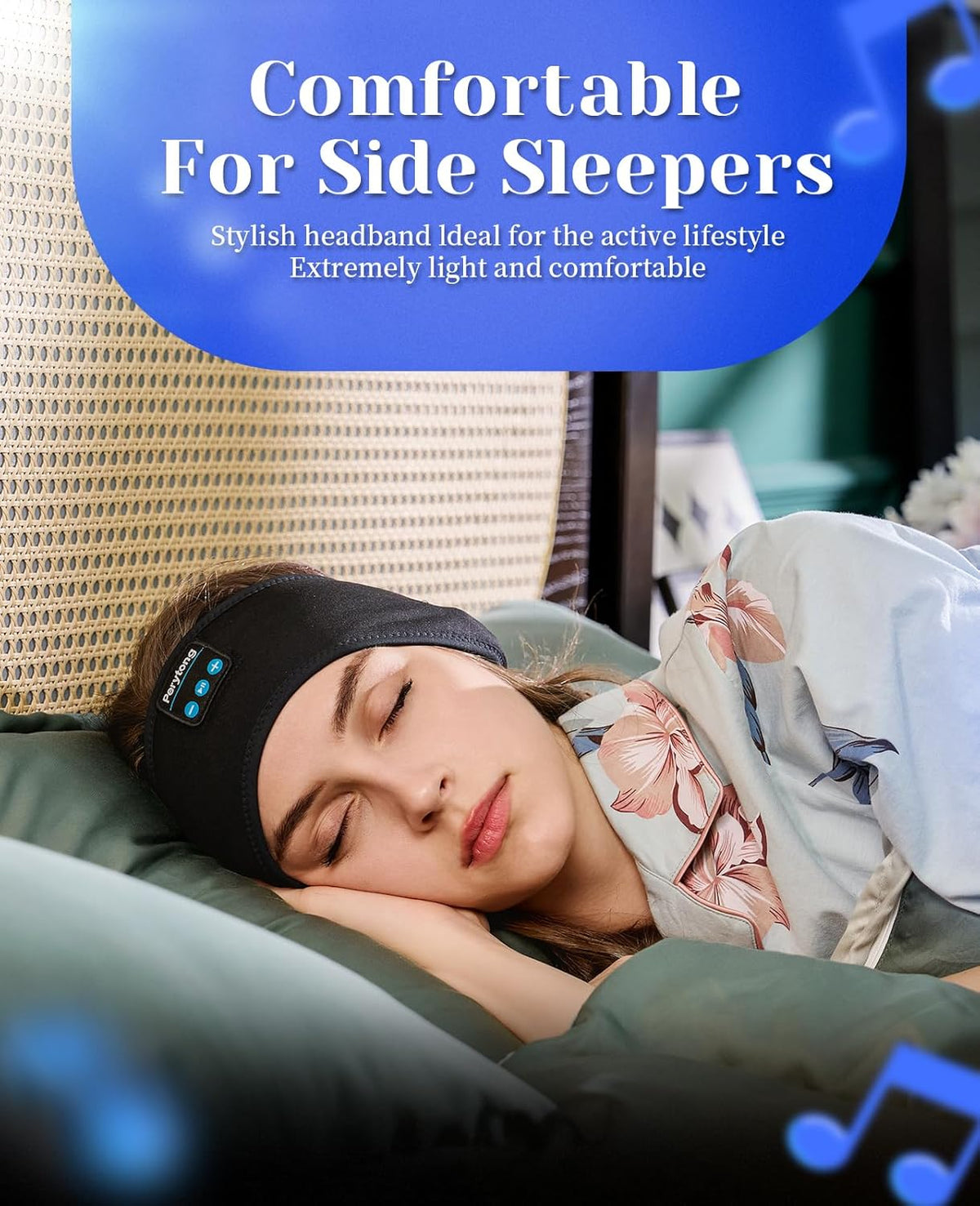 Perytong Sleep Headphones Wireless, Bluetooth Sports Headband Headphones with Ultra-Thin HD Stereo Speakers, Unisex, Perfect for Sleeping,Workout,Jogging,Yoga,Insomnia, Air Travel, Meditation