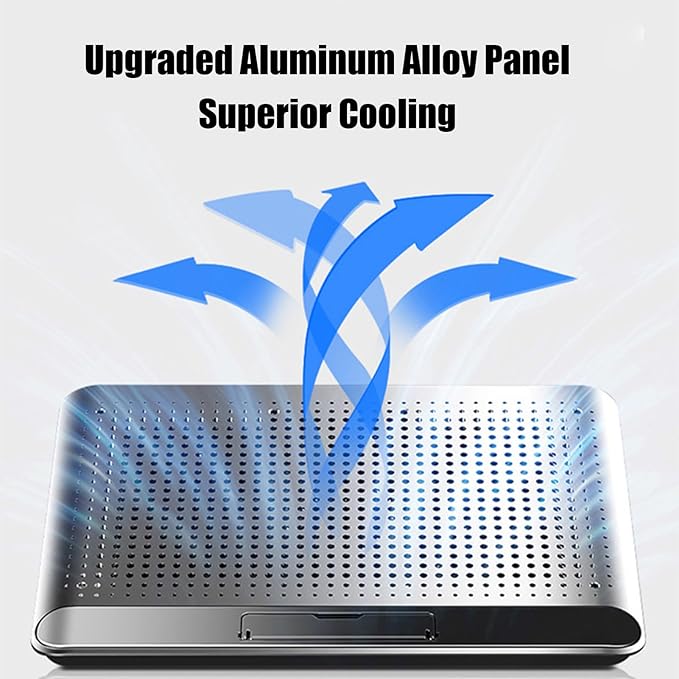 Laptop Cooling PadAdjustable Riser Station - Aluminum Alloy Quiet Computer Laptop Cooling Fan | for Desk Keyboard Tablet Book Home Workplace Dorm Apartment