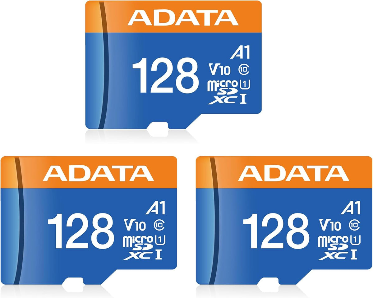 ADATA Premier 128GB 3-Pack MicroSDHC/SDXC UHS-I Class 10 V10 A1 Memory Card with Adapter Read up to 100 MB/s (128GB 3 Pack)