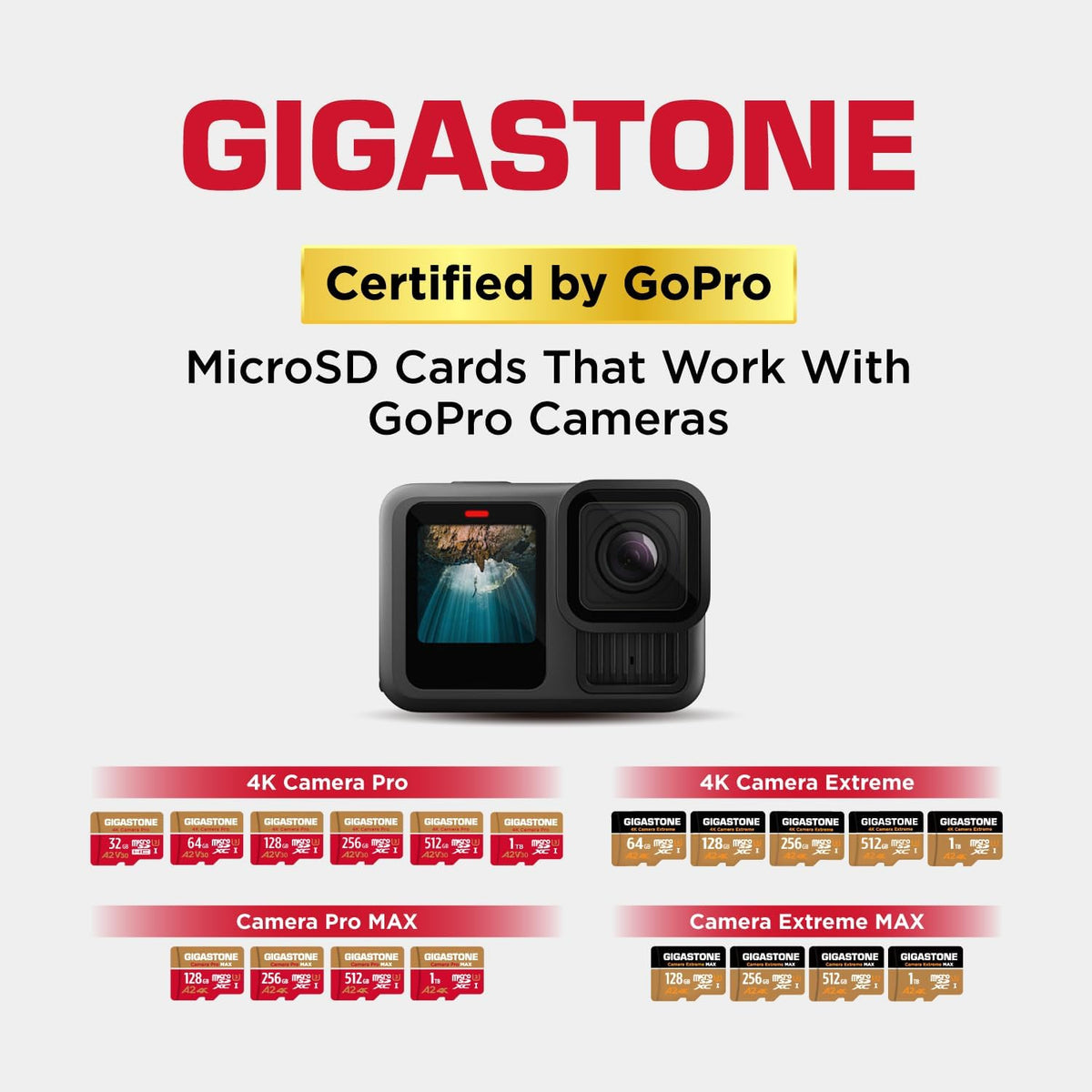 Gigastone 5-Years 32GB 4K 95/35MB/s U3 A2 V30 Data Recovery Micro SD Card, Camera Pro, Compatible with GoPro, Wyze