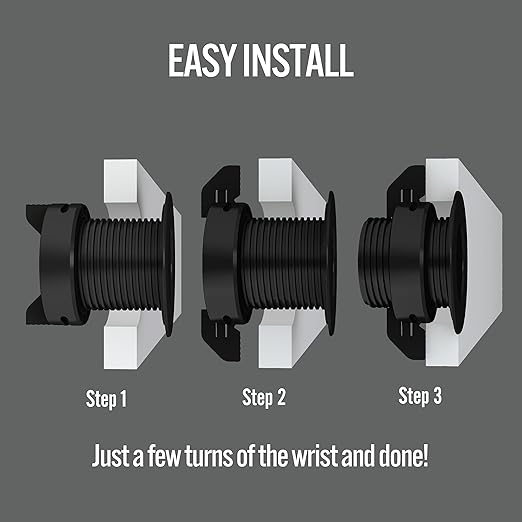1PK Black Patented: Only Cable, Wire, Cord Management Tool-Free Self-Securing/Locking Grommet and with Cap Slider, for Walls, Ceilings, Desks - Used for All Surfaces 3/8" to 1" Thick. Made in USA
