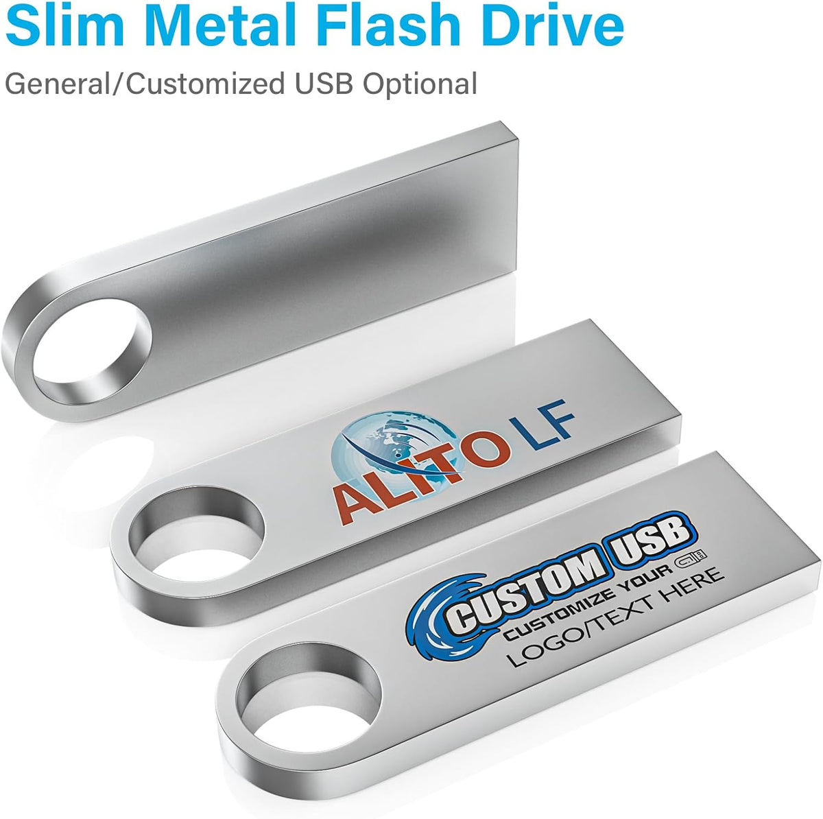 ABLAZE 8GB Flash Drive 10 Pack, Metal USB 2.0 Thumb Drives with Keychains USB Sticks Pendrives (Sliver)