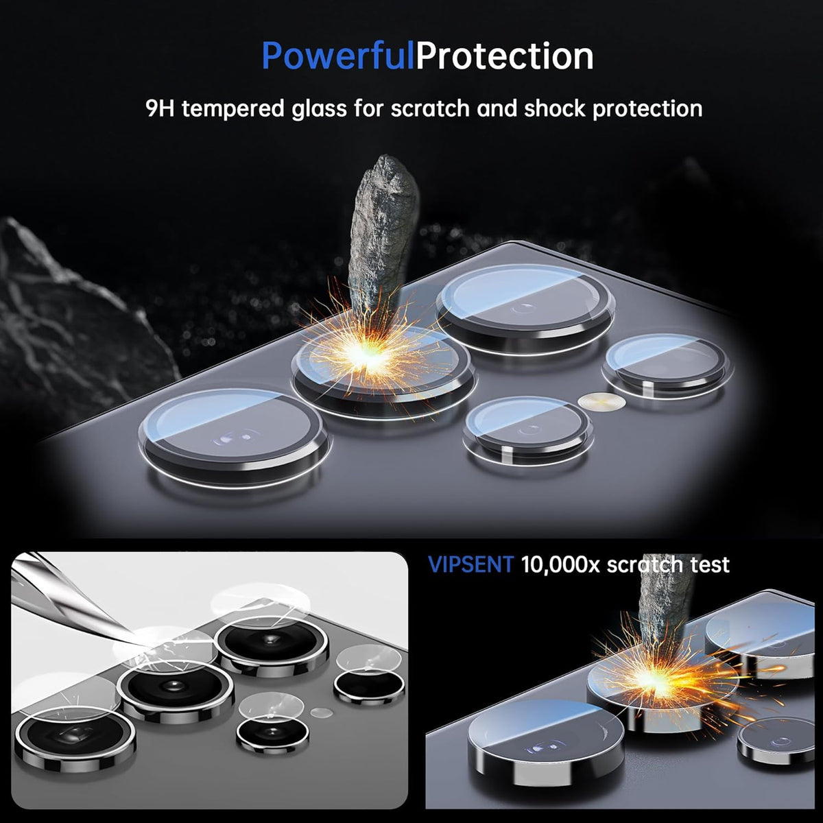 For Samsung Galaxy S23 Ultra Camera Lens Protector, Individual Lens Protector, Ultra HD 9H Tempered Glass Screen Protective Cover, Anti-scratch, Military Grade Drop Protection 2 Set. (Clear, S23 Ultra)