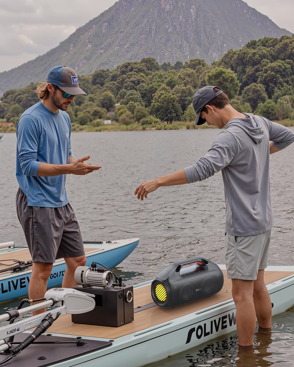 100W Bluetooth Speaker, Outdoor Wireless Boombox with Powerful Bass, RGB Lights, IPX7 Waterproof|30H Playtime|USB-C|TWS|AUX, Portable for Party, Camping, Pool, Beach, Backyard-Black