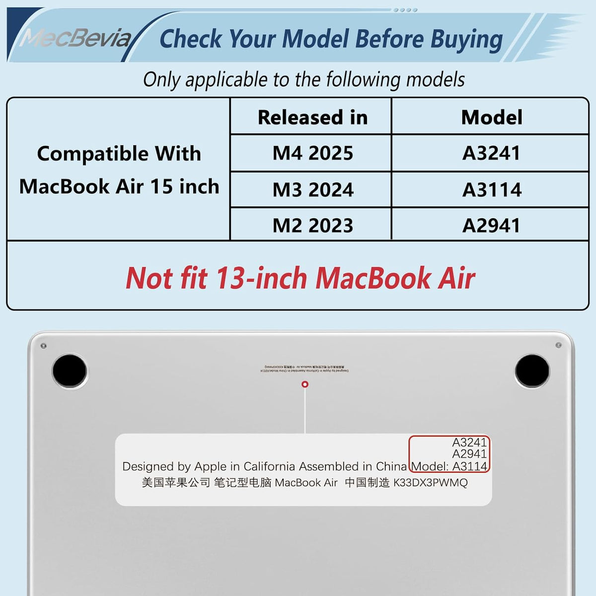 Compatible with MacBook Air 15 inch Case, M4 A3241/M3 A3114/M2 A2941 (Released 2025 to 2023), Hard Shell, Keyboard Cover, Screen Protector, Webcam Cover & Type-C Adapter, 016