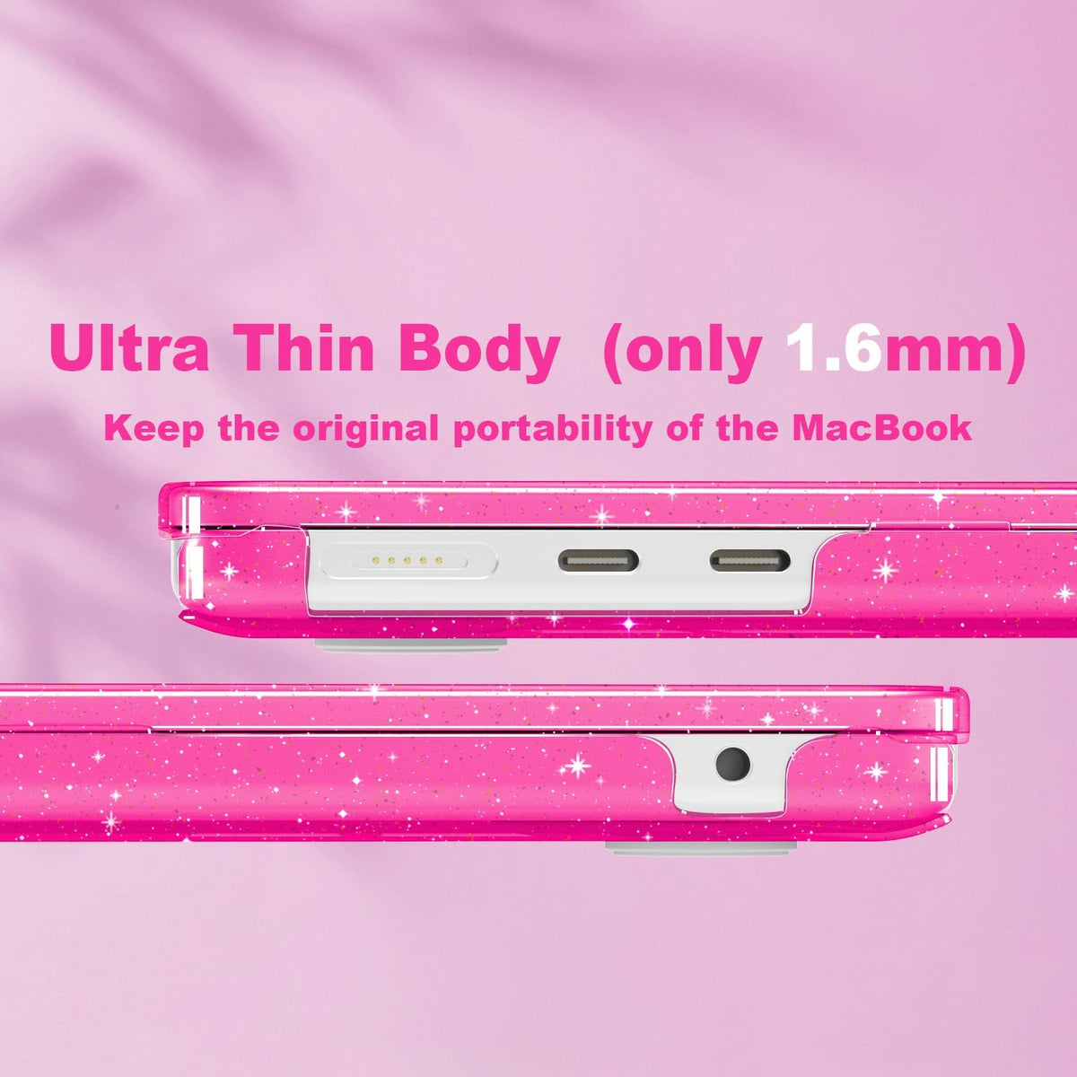 CISSOOK Compatible with MacBook Air 13.6 inch Case Glitter 2025 2024 2023 2022 A3240 M4 A3113 M3 A2681 M2 Chip, Sparkly Pink Bling Plastic Hard Shell Case for MacBook Air 13.6", Rose Pink Glitter