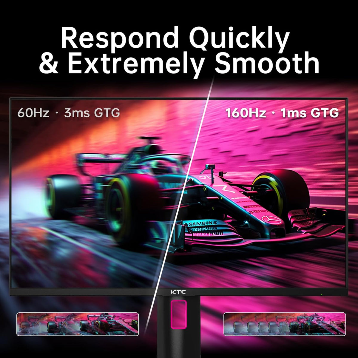 KTC 27" 4K UHD 144Hz Gaming Monitor - Fast IPS Panel 160Hz 1ms GTG, HDR400 132% sRGB, HDMI2.1/DP1.4, VESA Mount, Height/Tilt/Pivot/Swivel Stand, Vertical Monitor Ideal for Gamers, Designers