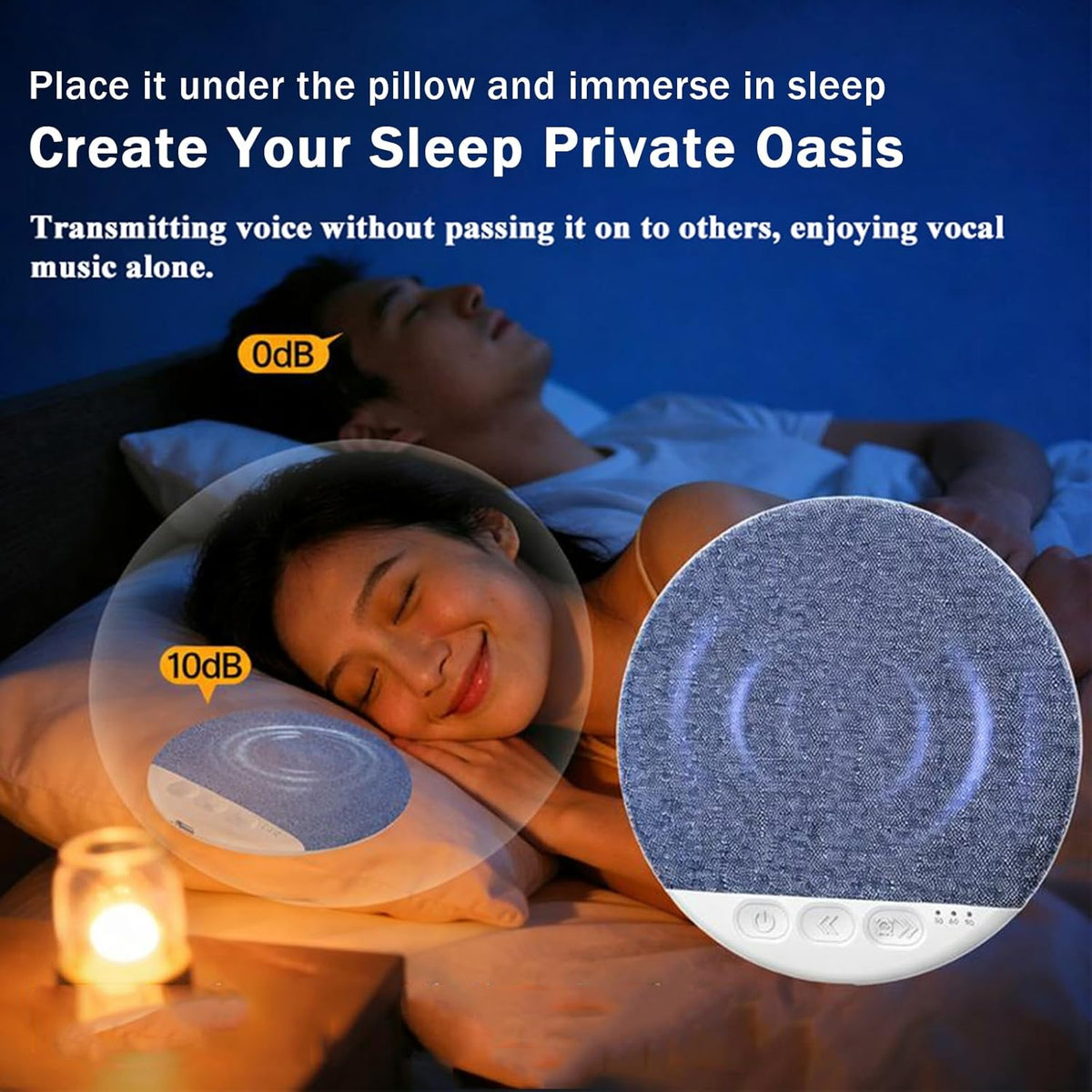 Generic Bluetooth Pillow Speaker for Sleeping, Mini Portable Under Pillow Speaker with White Noise Timer Wireless Sleep