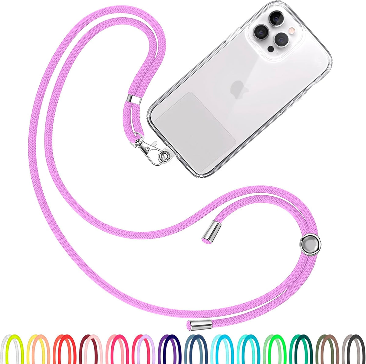 Cell Phone Lanyard [Violet] - Comfortable Universal Smartphone Lanyard - Easy to Use Neck Phone Holder [Clear Patch] - Adjustable Length Phone Strap Crossbody - Fits All Mobile Phones