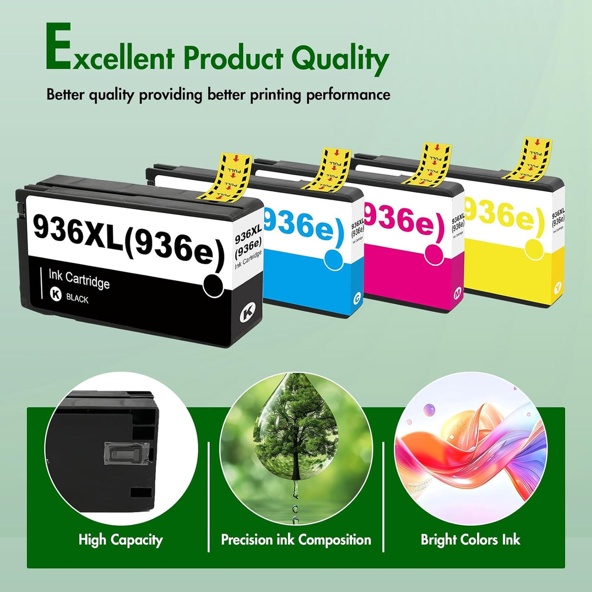 936XL 936 9125e Ink Cartridges Combo Pack: Replacement for HP 936e Ink 936XL Black and 936 Color Combo Pack for HP OfficeJet Pro 9120e 9730e 9130 9135e 9122e 9128e 9110b 9120b 9130b 9130e Printer