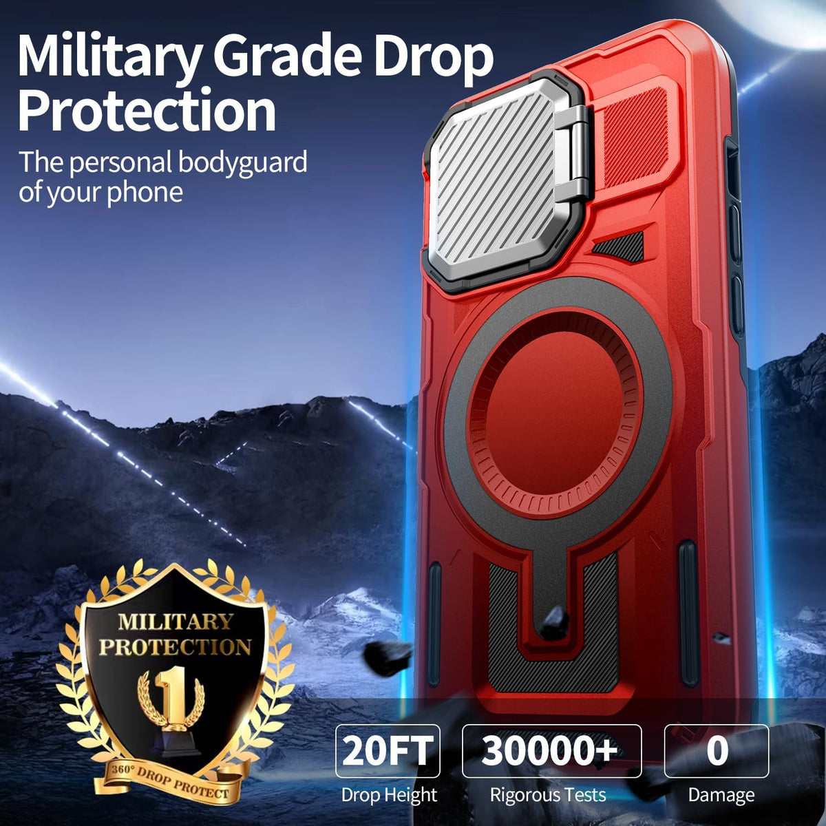 Camera Stand Case for iPhone 14 Plus, [Compatible with Mag Safe] [Lens Cover] 2024 Version Military Grade Protective Soft Case for iPhone 14 Plus 6.7 inch Men Women, Red