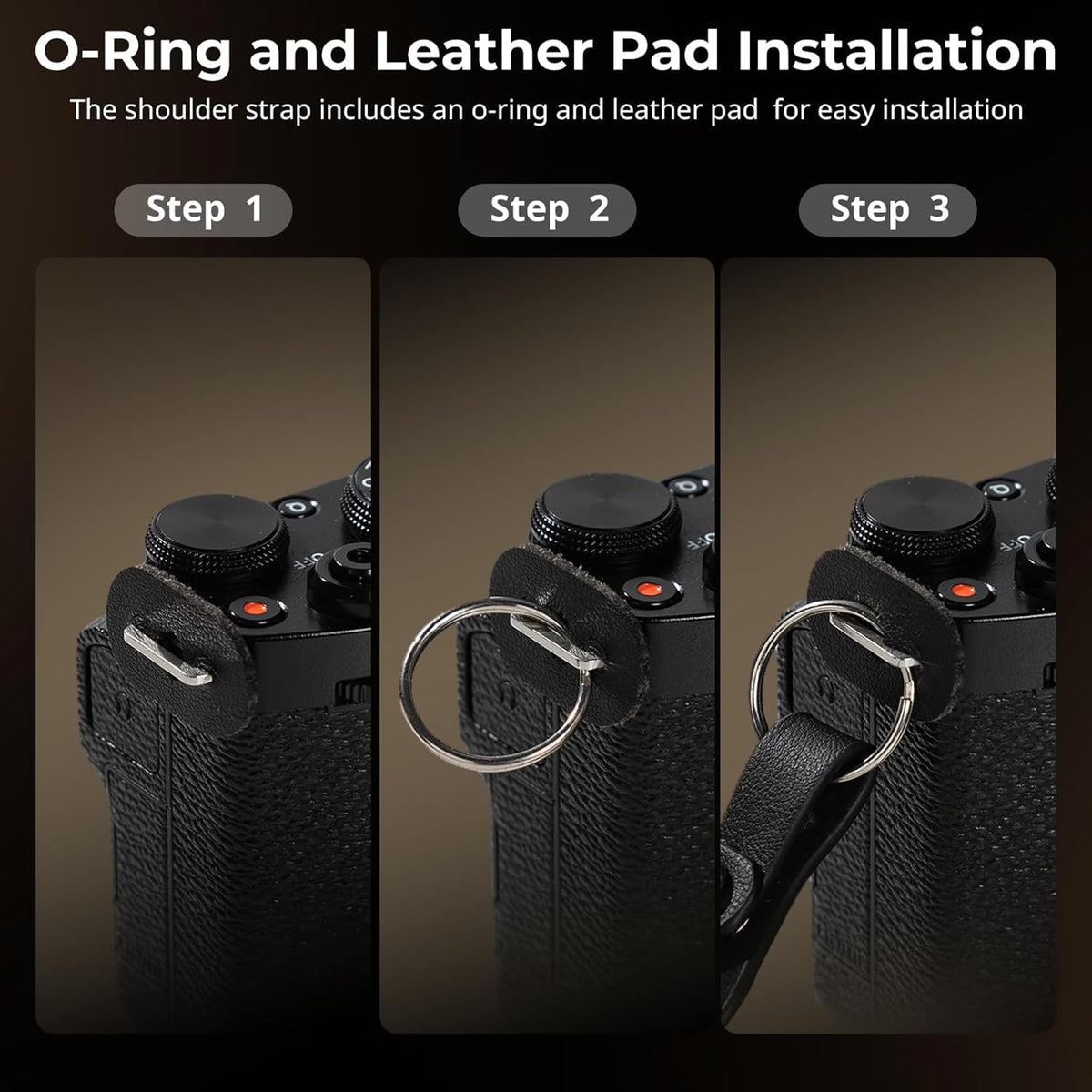 Adjustable Braided Shoulder Strap for Cameras - SmallRig Neck & Shoulder Strap with O-Ring and Leather Pad