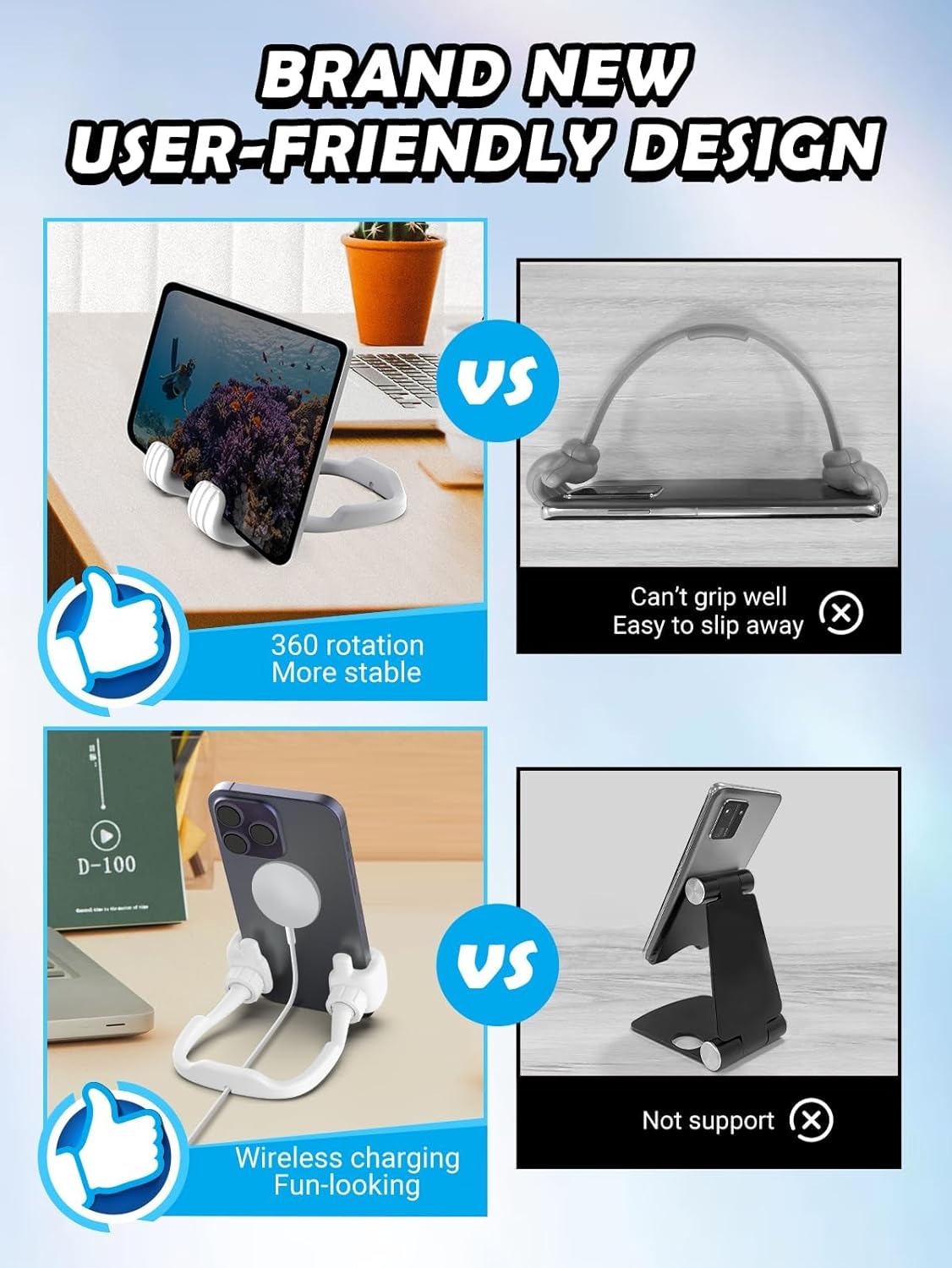 Cell Phone Stand Thumbs Up Lazy Phone Stand - 2 Pack Phone Holder 2025 College Graduation Gifts for Her Him Cellphone iPhone Stand for Desk Birthday Gifts for Teens Girls Boys Adults Women Men Wife