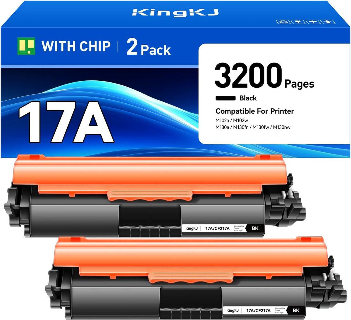 17A High Yield Toner Cartridge (Black 2-Pack) with chip Replacement for HP 17A CF217A Toner Compatible with HP Laserjet Pro MFP M130a M130fn M130fw M130nw M102a M102w Printer M130 M102 Ink All-in-One