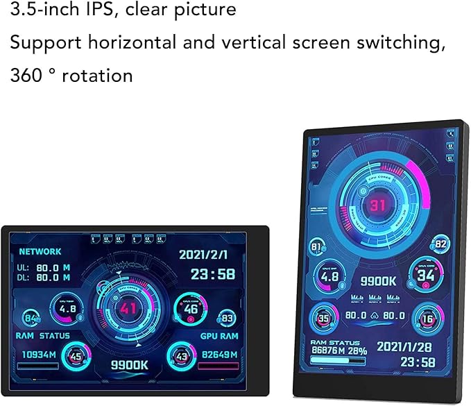 GOWENIC 3.5in Computer Temp Monitor PC Sensor Panel Display PC CPU GPU HDD Data Monitor Computer Temperature Display for System (GOWENICprnzt940dh7119)