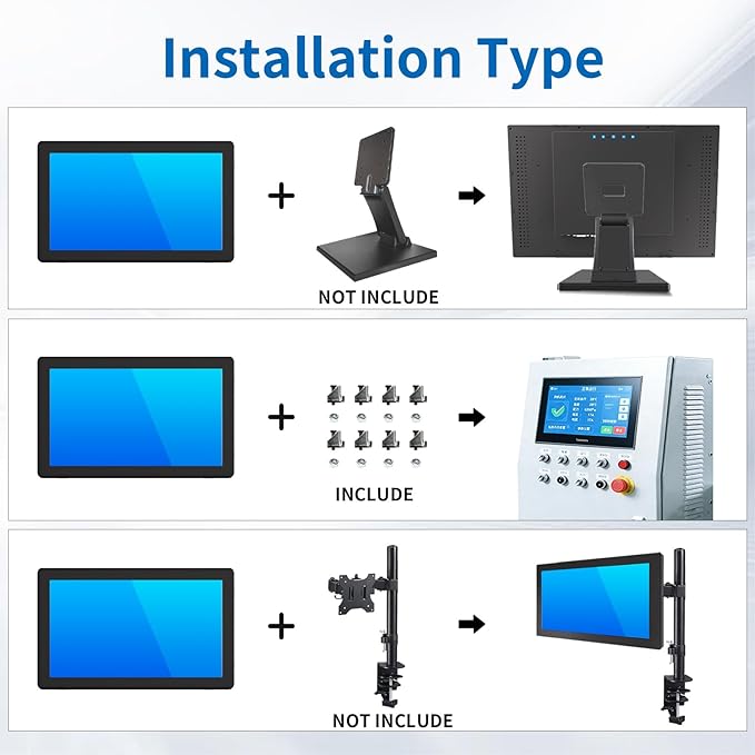 10.1 Inch Industrial Touch Screen Monitor 10 Points Touch Ratio 16:10 Capacitive PCAP Display 1280 x 800R Active Matrix TFT LCD LED Backlight VGA DVI HD-MI Ports