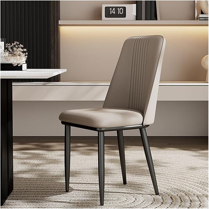 Adjustable Office Computer Chair with Armrest 1pcs Leather Upholstered Dining Chair with Metal Chair Legs Home Furniture(Light Gray)