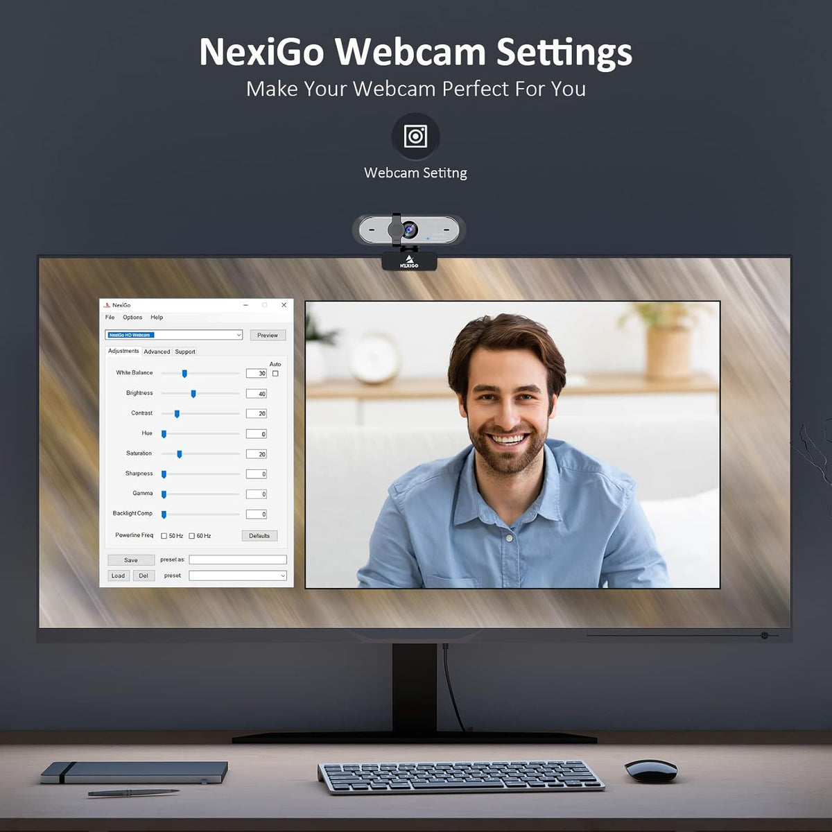 NexiGo N660P 1080P 60FPS Webcam with Software Control, Dual Microphone & Cover, Autofocus, HD USB Computer Web Camera, for OBS/Gaming/Zoom/Skype/FaceTime/Teams/Twitch