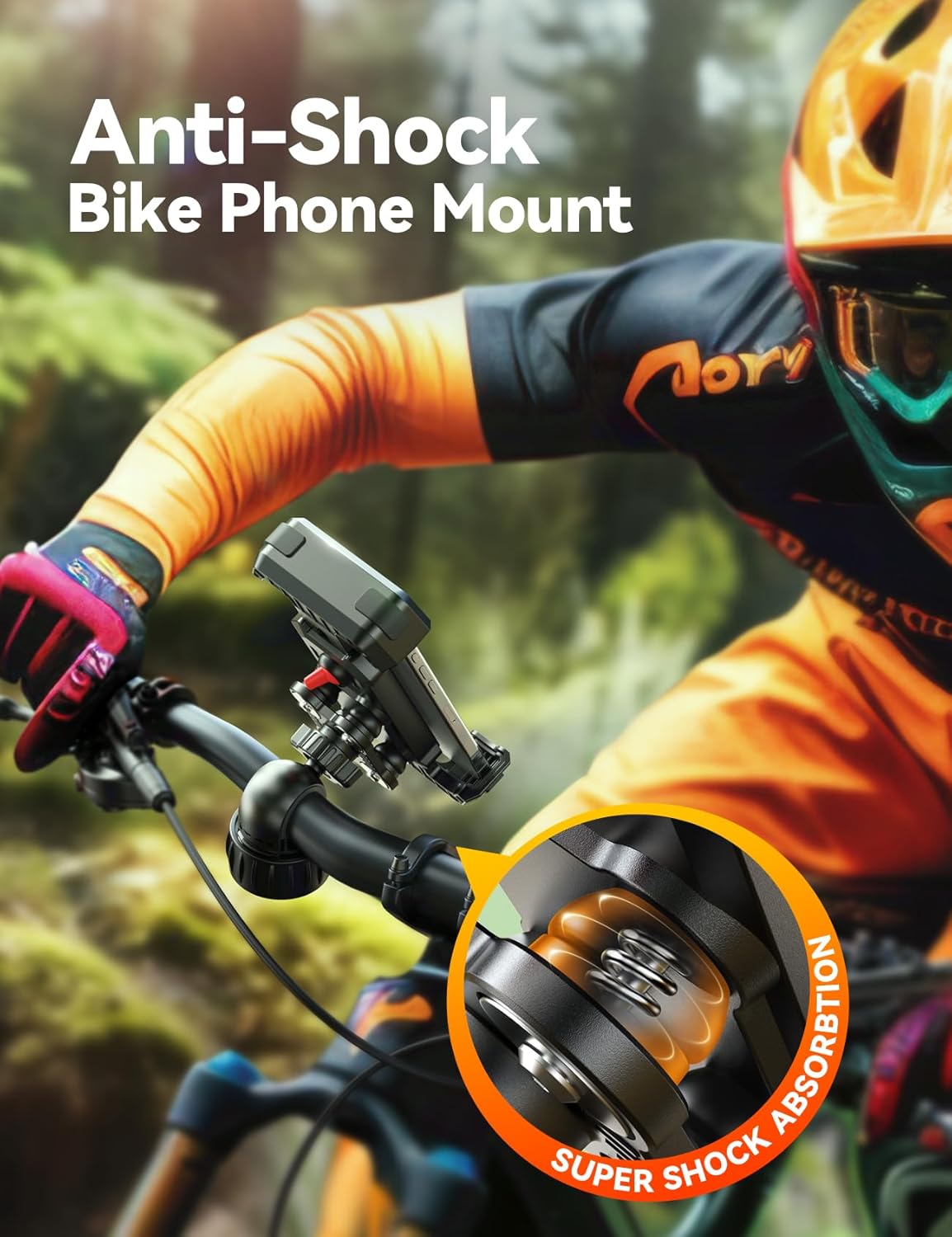 JOYROOM Bike Phone Holder Mount, [Dual Anti Vibration] [2025 Upgrade Reinforcement] Cell Phone Holder for Bike, Bicycle Scooter Accessories, Motorcycle Handlebar Phone Mount for iPhone 16