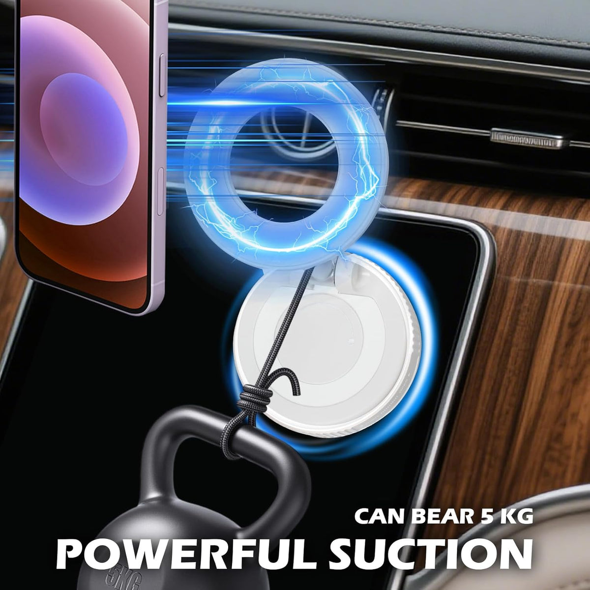 2025 Premium 360° Magnetic Car Phone Mount - Ultra-Strong Vacuum Suction for iPhone 16 Pro Max/Android - Foldable Adjustable Holder for Car/Truck/Gym/Home - Secure No-Slip Design (White)